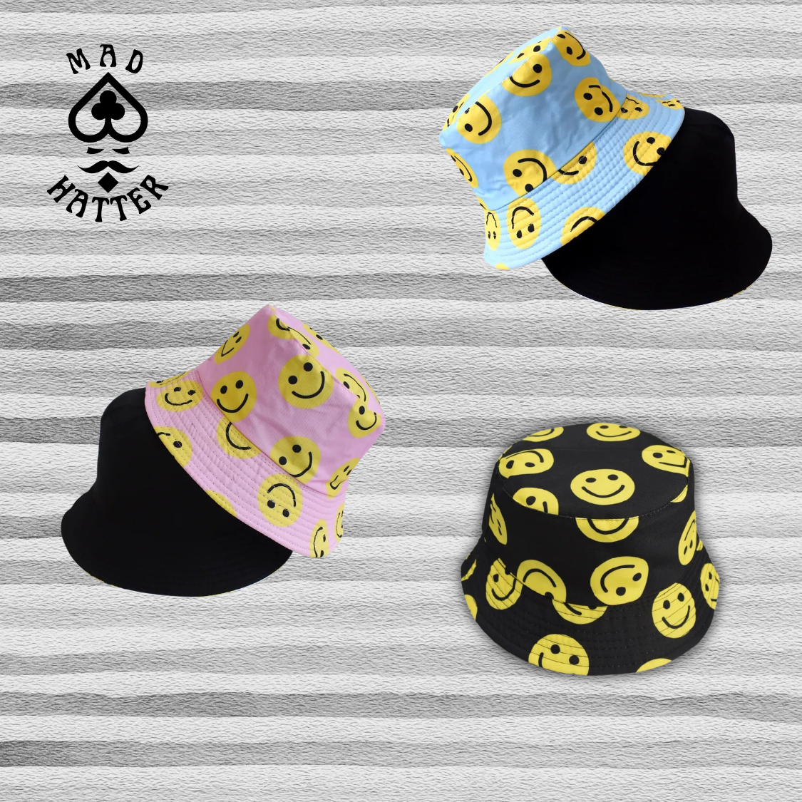 Smiley Bucket Hat Sky Blue