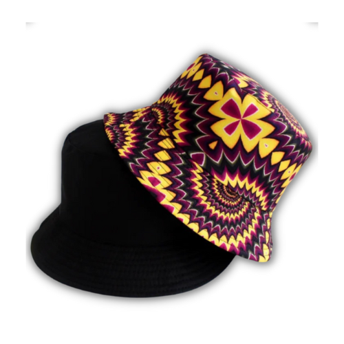 Groovy Bucket Hat Wine/Yellow