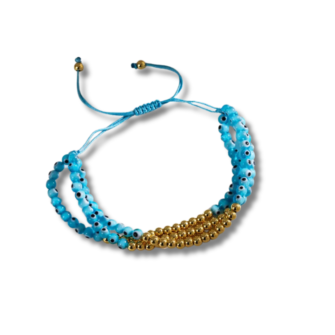 Aqua Evil Eye Bracelet 18K Gold Plated